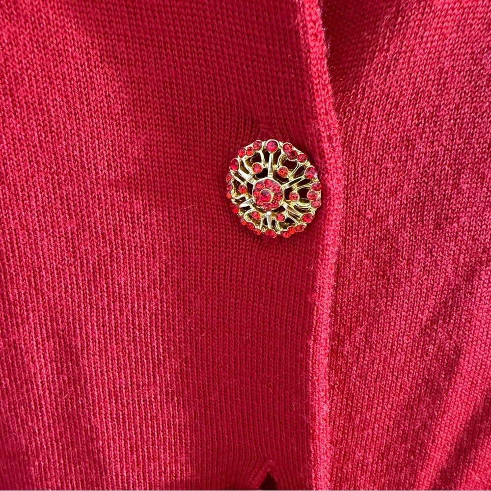 Talbots Red Merino Wool Cardigan with Decorative Buttons Small Petite - Picture 7 of 9